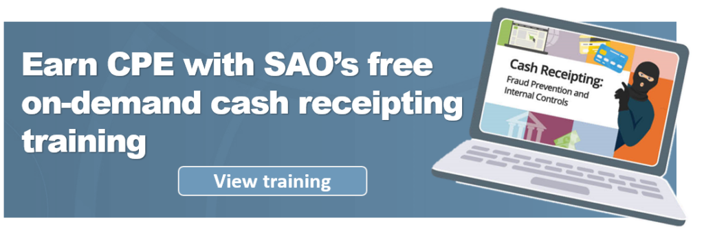 Earn CPE with SAO's free on-demand cash receipting training. View training