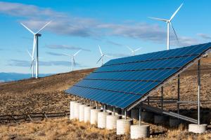 wind turbine and solar panels