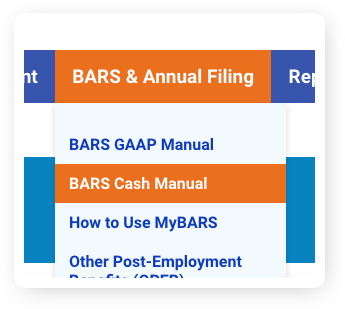 Choosing a manual from the BARS manuals dropdown menu